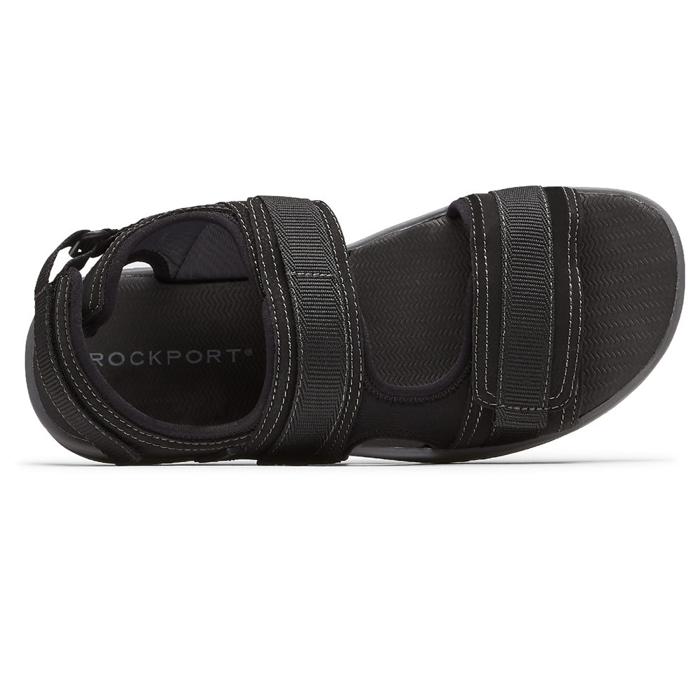 Rockport Mens Sandals Black - Lucky Bay Sport 3 Strap - UK 435-DFMXOG